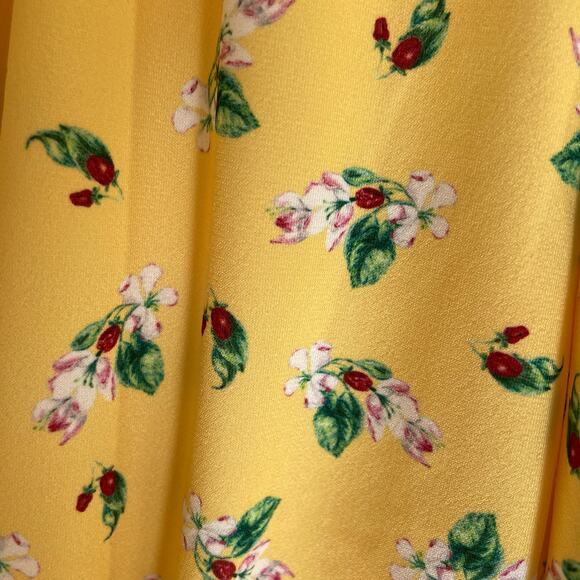 Alexia Admor Oakless Flutter Sleeve Fit & Flare Yellow Floral Dress Size Medium - Picture 5 of 13